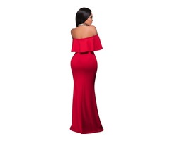 Red Ruffle Off Shoulder Maxi Party Dress for Sexy Women | free-classifieds-usa.com - 2