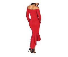 Custom Red Off Shoulder Long Sleeve Evening Dress for Sexy Women Elegnt | free-classifieds-usa.com - 2