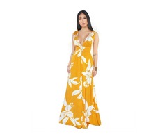 2019 Ladies sexy V neck backless floral printed maxi dress | free-classifieds-usa.com - 2
