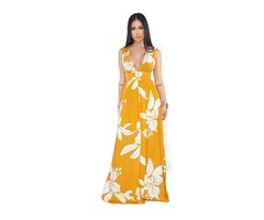 2019 Ladies sexy V neck backless floral printed maxi dress | free-classifieds-usa.com - 3