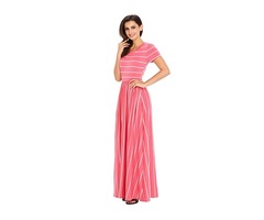 White striped rosy women maxi dress summer short sleeve dress maxi | free-classifieds-usa.com - 2