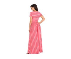 White striped rosy women maxi dress summer short sleeve dress maxi | free-classifieds-usa.com - 3