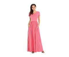 White striped rosy women maxi dress summer short sleeve dress maxi | free-classifieds-usa.com - 4