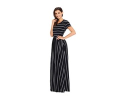 New design white striped black short sleeve boho sexy maxi dress | free-classifieds-usa.com - 2