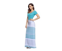 Turquoise crisscross back multicolor women's boho stripe maxi dress | free-classifieds-usa.com - 1