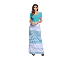 Turquoise crisscross back multicolor women's boho stripe maxi dress | free-classifieds-usa.com - 2