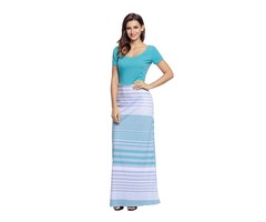 Turquoise crisscross back multicolor women's boho stripe maxi dress | free-classifieds-usa.com - 4
