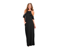 New design black ruffle sleeve cold shoulder sexy maxi dress | free-classifieds-usa.com - 1