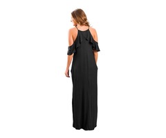 New design black ruffle sleeve cold shoulder sexy maxi dress | free-classifieds-usa.com - 2