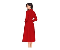 New Design Women High Waist V Neck Button Vintage Dress | free-classifieds-usa.com - 1