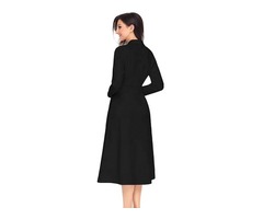 2019 Stylish V Neck Women High Waist Button Collared Vintage Dress | free-classifieds-usa.com - 1