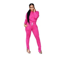 Women Solid Color 2 Piece Outfits Set Long Sleeve Crew Neck Top and Long Pants Tracksuit Sportswear  | free-classifieds-usa.com - 2