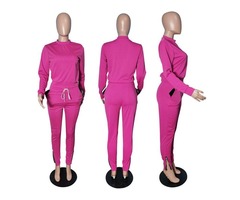 Women Solid Color 2 Piece Outfits Set Long Sleeve Crew Neck Top and Long Pants Tracksuit Sportswear  | free-classifieds-usa.com - 4