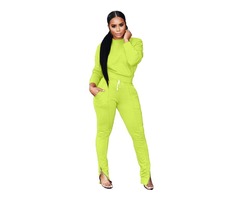 Two Piece Sweatsuit Round Neck Pullover and Skinny Long Pants | free-classifieds-usa.com - 2