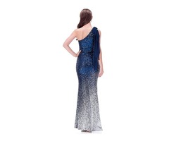 Blue Gradient One Shoulder Sequin Women Long Dresses Evening Girl Party Dress | free-classifieds-usa.com - 3