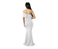 Women White Party Dress Off Shoulder High Split Long Formal Evening Dress  | free-classifieds-usa.com - 2