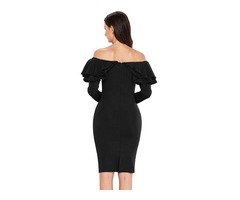 Fashion Sexy Women Dresses Black Ruffle Off Shoulder Long Sleeve Bodycon Dress | free-classifieds-usa.com - 4