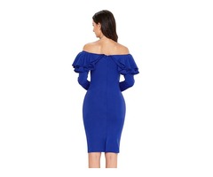 Popular Women Blue Off Shoulder Long Sleeve Party Sexy Bodycon Dress | free-classifieds-usa.com - 2
