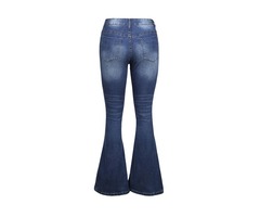 Fashion ripped knee detail classic big blue flared knee patch Jeans | free-classifieds-usa.com - 3