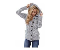  New Style Winter Women Dark Gray Long Sleeve Button-up Hooded Cardigans  | free-classifieds-usa.com - 3