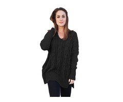 Women Black Oversized Cozy up Knit Sweater  | free-classifieds-usa.com - 2