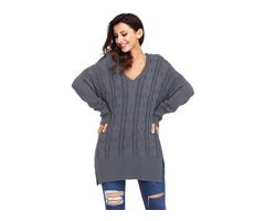 HESSZ High Quality Ladies Gray Oversize Cozy up Knit Sweater | free-classifieds-usa.com - 3