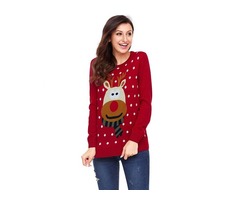 Hot Selling Fashionable Women Red Christmas Reindeer Sweater Pullover | free-classifieds-usa.com - 2