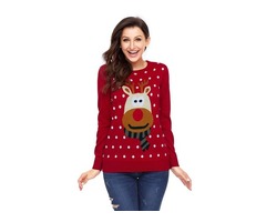Hot Selling Fashionable Women Red Christmas Reindeer Sweater Pullover | free-classifieds-usa.com - 4