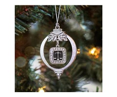 Shop for Scale Of Justice Square Charm Christmas / Holiday Ornament | free-classifieds-usa.com - 2