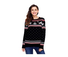 2019 HESSZ Black Christmas Reindeer Knit Sweater Winter Jumper  | free-classifieds-usa.com - 2