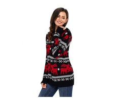Tops Women Outwear Fashion Christmas Reindeer Knit Black Hooded Sweater  | free-classifieds-usa.com - 3