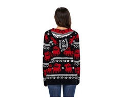 Tops Women Outwear Fashion Christmas Reindeer Knit Black Hooded Sweater  | free-classifieds-usa.com - 4
