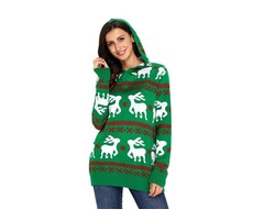 2019 New Fashion Christmas Reindeer Knit Green Hooded Sweater  | free-classifieds-usa.com - 3