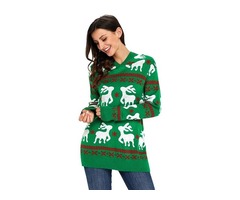 2019 New Fashion Christmas Reindeer Knit Green Hooded Sweater  | free-classifieds-usa.com - 4
