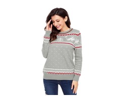 Top Selling Ladies Gray Christmas Reindeer Knit Sweater Winter Jumper  | free-classifieds-usa.com - 2