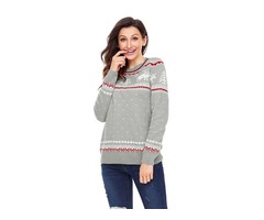 Top Selling Ladies Gray Christmas Reindeer Knit Sweater Winter Jumper  | free-classifieds-usa.com - 3