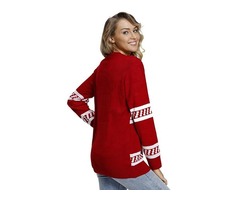 Women's Patterns Reindeer Jump Over Red Christmas Sweater 2019 | free-classifieds-usa.com - 4