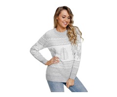 2019 Popular Women Grey White Reindeer and Christmas Tree Sweater | free-classifieds-usa.com - 3