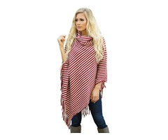 New design women outwear wool cowl neck stripes poncho sweater tops | free-classifieds-usa.com - 4