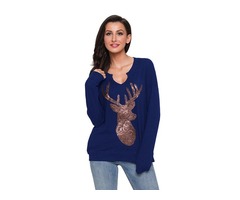 Retail New Design Women Long Sleeve V Neck Christmas Blouse | free-classifieds-usa.com - 1
