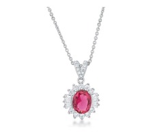 3.2ct Imitation Ruby with Cubic Zirconia Drop Necklace | free-classifieds-usa.com - 1