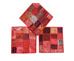 Designer Throw Pillow Sham Vintage Patchwork Red Cushion Covers Set Of 3 16 x 16 | free-classifieds-usa.com - 1