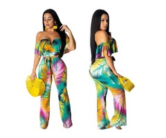 Women fashion sexy off shoulder bodysuit Summer floral dresses and jumpsuit | free-classifieds-usa.com - 1