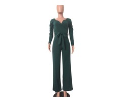 Newest Long Sleeve Fashion Women Ladies Jumpsuit Green Formal Jumpsuits | free-classifieds-usa.com - 4
