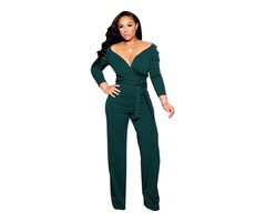 Hot Selling Long Sleeve Solid Color V-Neck One Piece Jumpsuit for Women  | free-classifieds-usa.com - 4