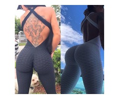 2020 Women Sexy One Piece Gym Pilates Athletic Suit Yoga Cross Back Fashion Mesh Slim Fitness Leggin | free-classifieds-usa.com - 3