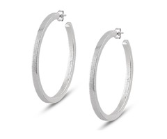 Square Tube Texture-3mm Hoop Earrings in .925 Sterling Silver | free-classifieds-usa.com - 1