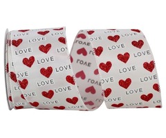 Love Hearts Glitter Wired Edge Valentine's Day Ribbon | free-classifieds-usa.com - 1