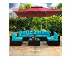 Amooly 7 Pieces Patio PE Rattan Sofa Set Outdoor Sectional Furniture Wicker Chair Conversation Set W | free-classifieds-usa.com - 1