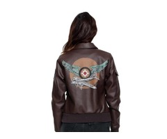 Brie Larson Flight Captain Marvel Brown Leather Jacket | free-classifieds-usa.com - 2